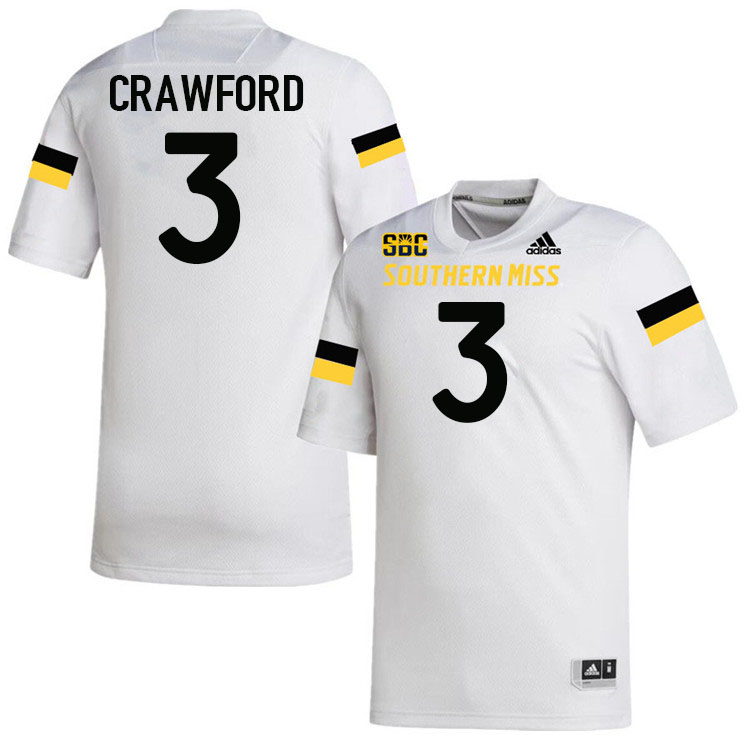 Southern Miss Golden Eagles #3 Ethan Crawford Jersey Football Uniforms-White